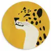 Cheetah - Illustratie - Geel Wandcirkel kunststof plaat 5mm dik klein -3d