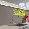 Planten - Anthurium - Groen - Roze keuken achterwand 2 middel -3d_schuin