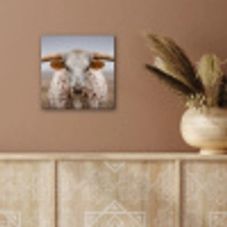 Longhorn - Grasveld - Dier aluminium wit klein -sfeer4