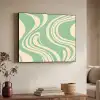 Golvende lijnen - Mintgroen - Dansende vormen Textielframe zwart klein -sfeer3