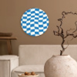 Golvend - Patroon - Blauw Wandcirkel kunststof plaat 5mm dik klein 188 -sfeer1