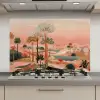 Roze landschap - Palmen - Water keuken achterwand spatscherm klein -3d_website