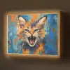 Kat - Kleurrijk - Oranje - Blauw Light Box met batterij (Wandlamp) middel -z3d_website