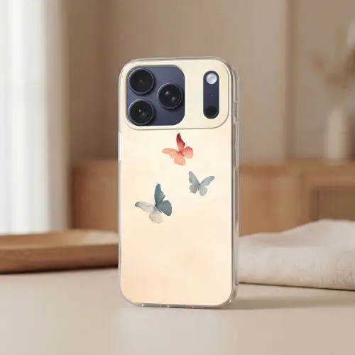 Vlinders - Minimalistisch - Roze Telefoonhoesje iPhone 17 Pro klein -sfeer2