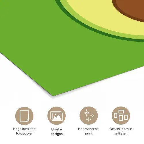 Avocado - Groen - Speels poster papier klein -closeup_NL