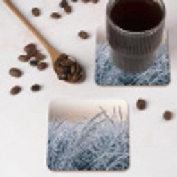 Rijp - Gras - Kristallen - Winter - Minimalistisch onderzetter kurk middel -sfeer2