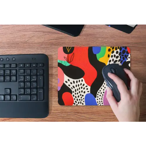 Abstract - Vormen - Kleuren - Stippen muismat rubber klein -toetsenbord