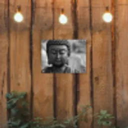 Boeddha - Grijs - Spiritualiteit - Buddha beeld - Religie tuinposter los doek klein -sfeer1