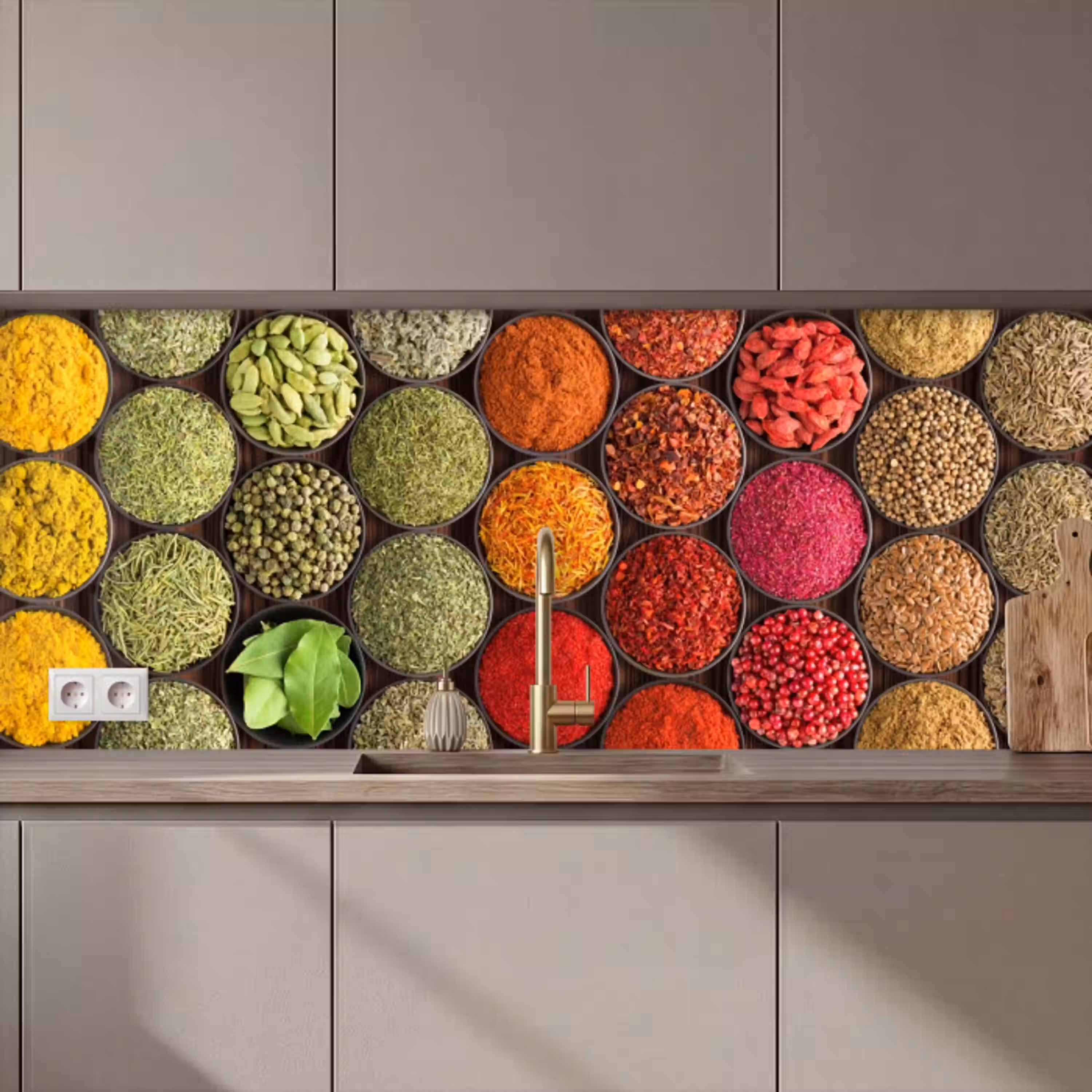 Kruiden - Schaaltjes - Kleurrijk - Textuur keuken achterwand 2 middel zz_3dshopping