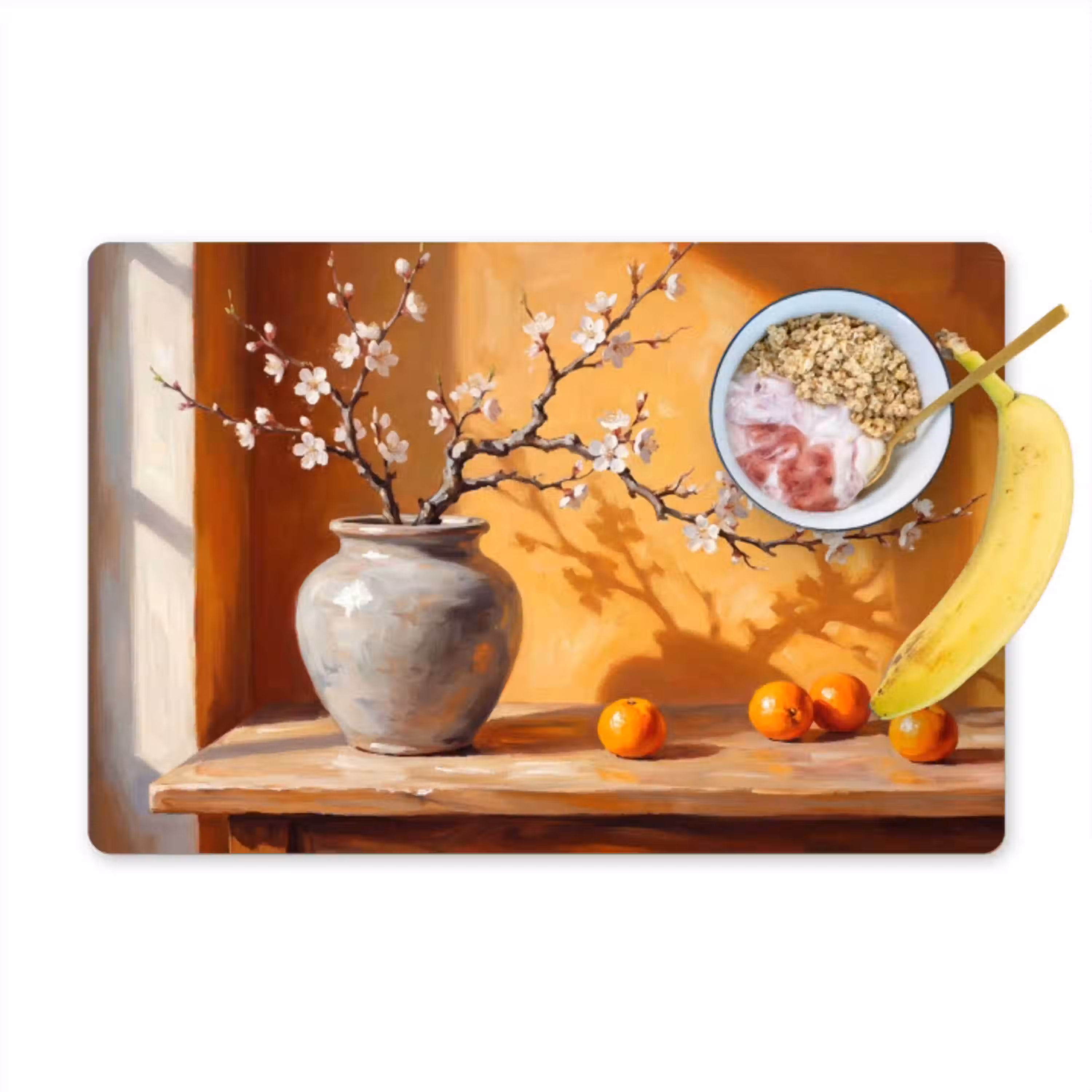 Witte bloemen - Stilleven Placemat vinyl groot -zzzproduct_Kitchenyeah-website