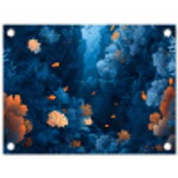 Koraalrif - Vissen - Oceaan - Blauw tuinposter los doek klein -3d