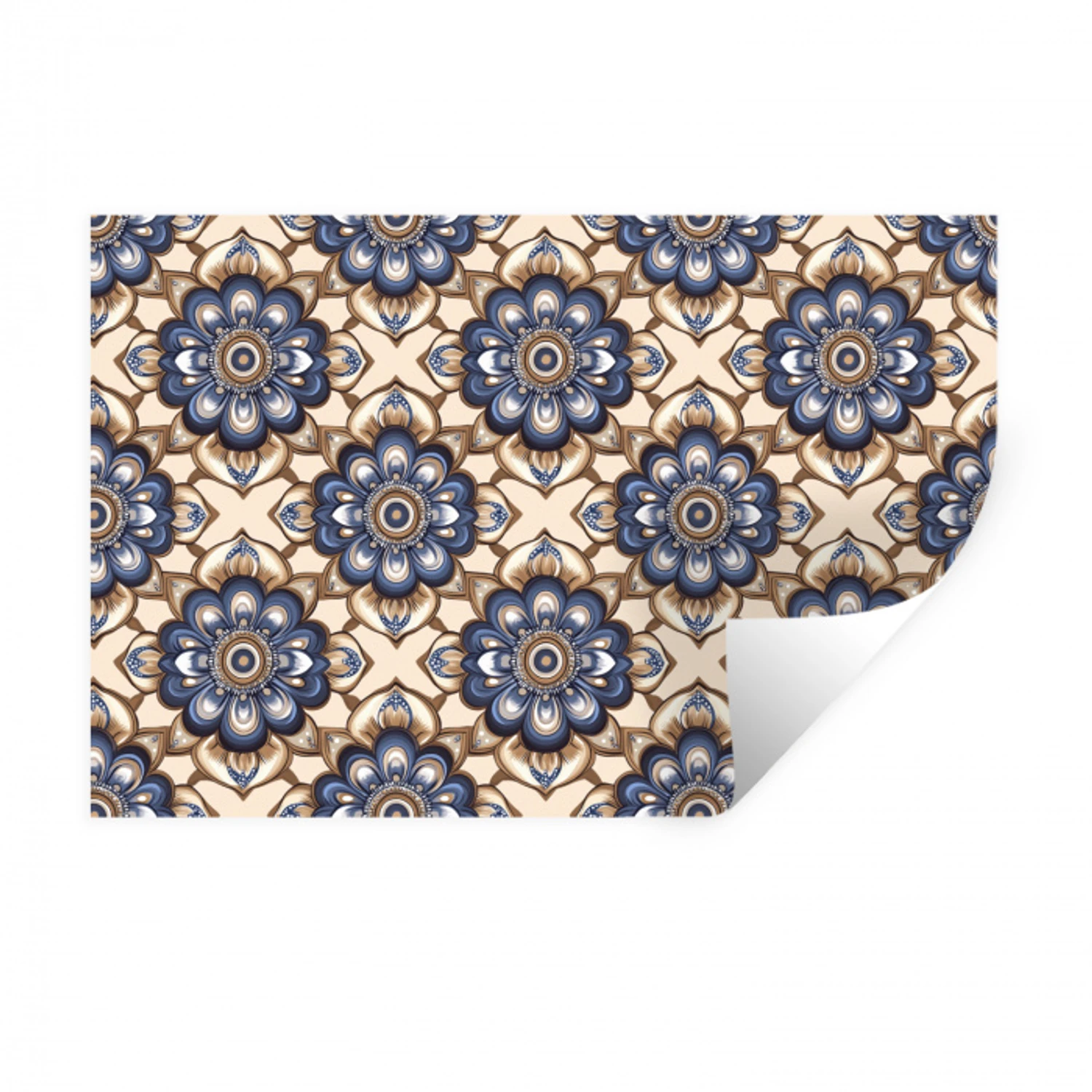 Floraal - Ornament - Blauw Muursticker klein 286 -3d