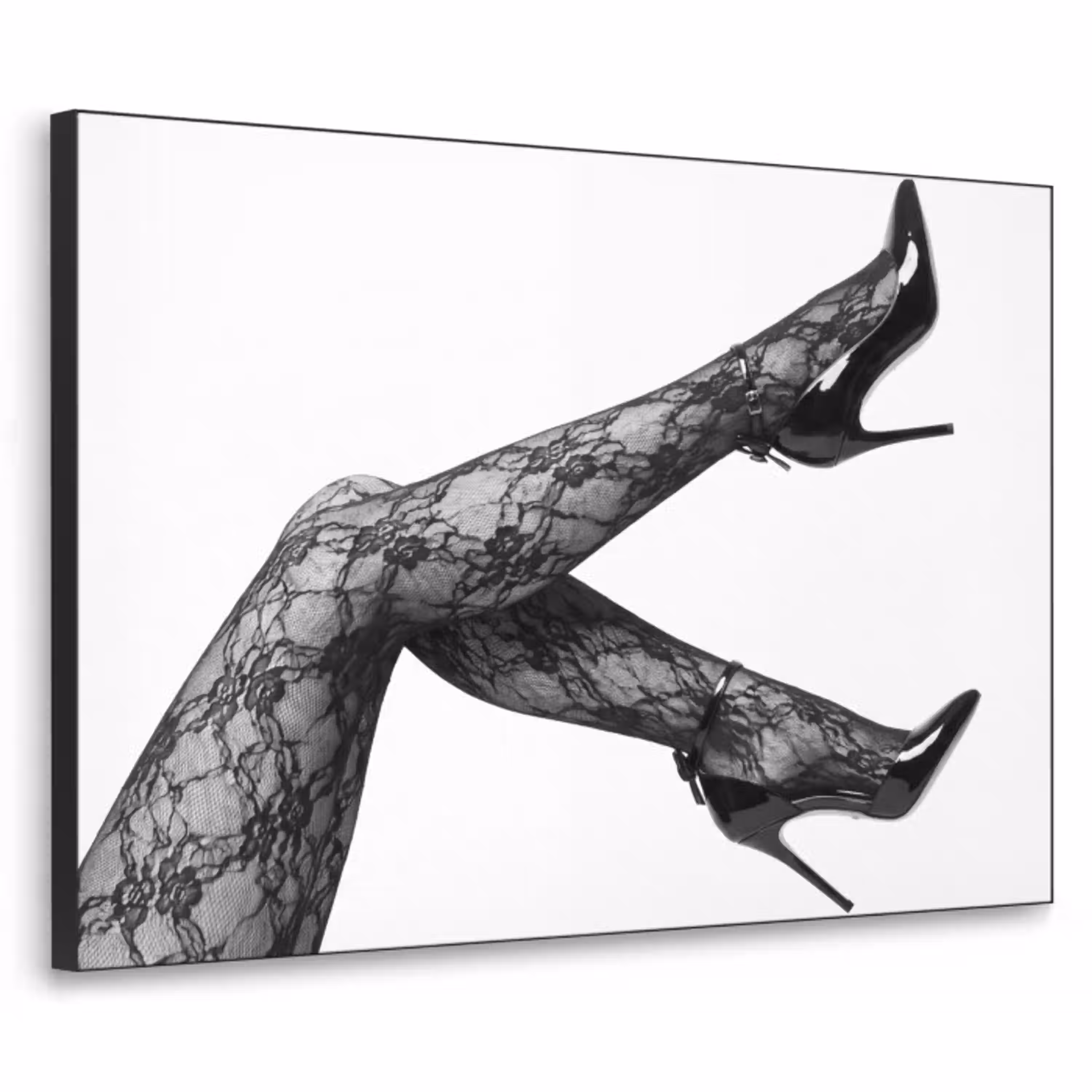 Benen - Kant - Hakken - Zwart - Wit - Uitdagend Textielframe zwart klein -3d
