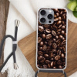 Bonen - Close-up - Donkerbruin Hoesje iPhone 16 Pro Max met koord klein -sfeer4
