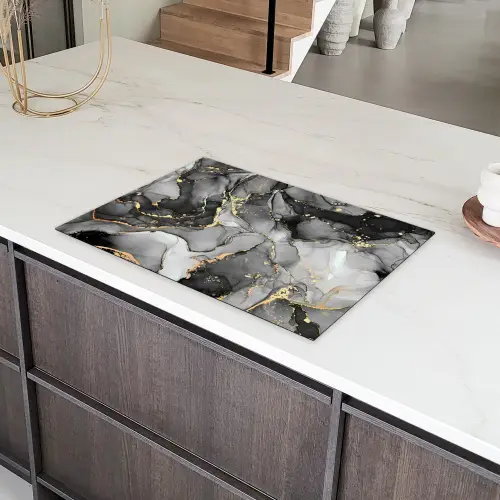 Grijs - Luxe  - Goud - Marmer Inductie beschermer vinyl 3mm klein -sfeer8