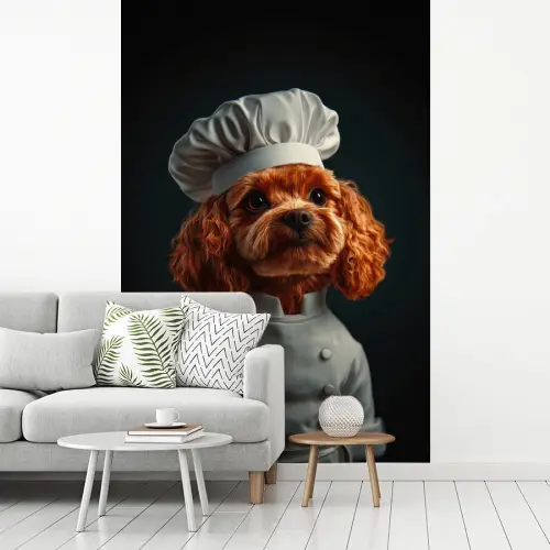 Bruin - Kok - Hondje fotobehang vinyl groot -woonkamer