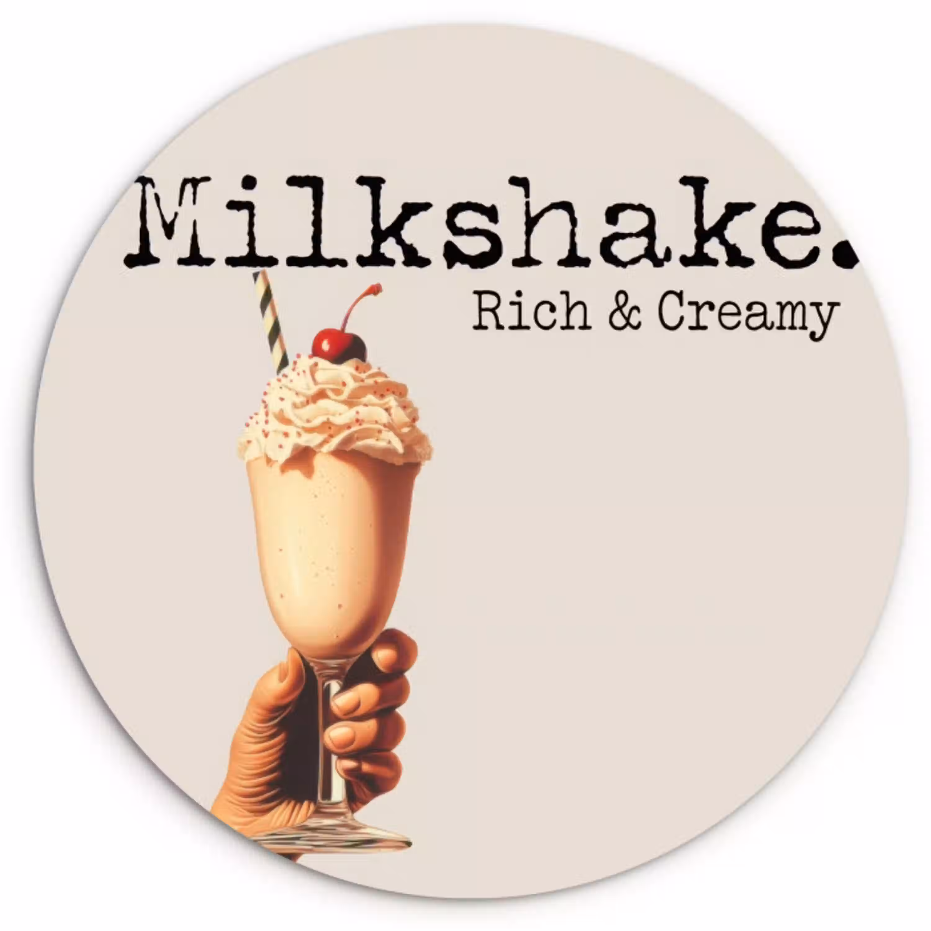Milkshake - Kers - Rietje Wandcirkel plexiglas klein -3d