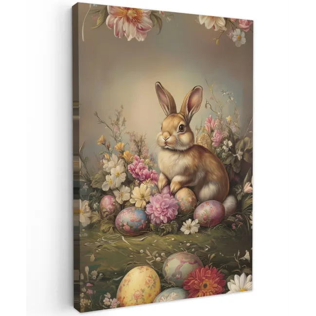 Haas - Stilleven - Bloemen Tuinposter op houten frame 2 cm dik klein -3d