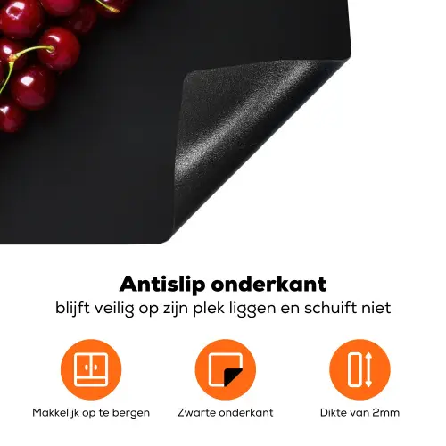 Kersen - Hart - Rood - Zwart Inductie beschermer vinyl 3mm klein -zzzzzzz-td-onderkant