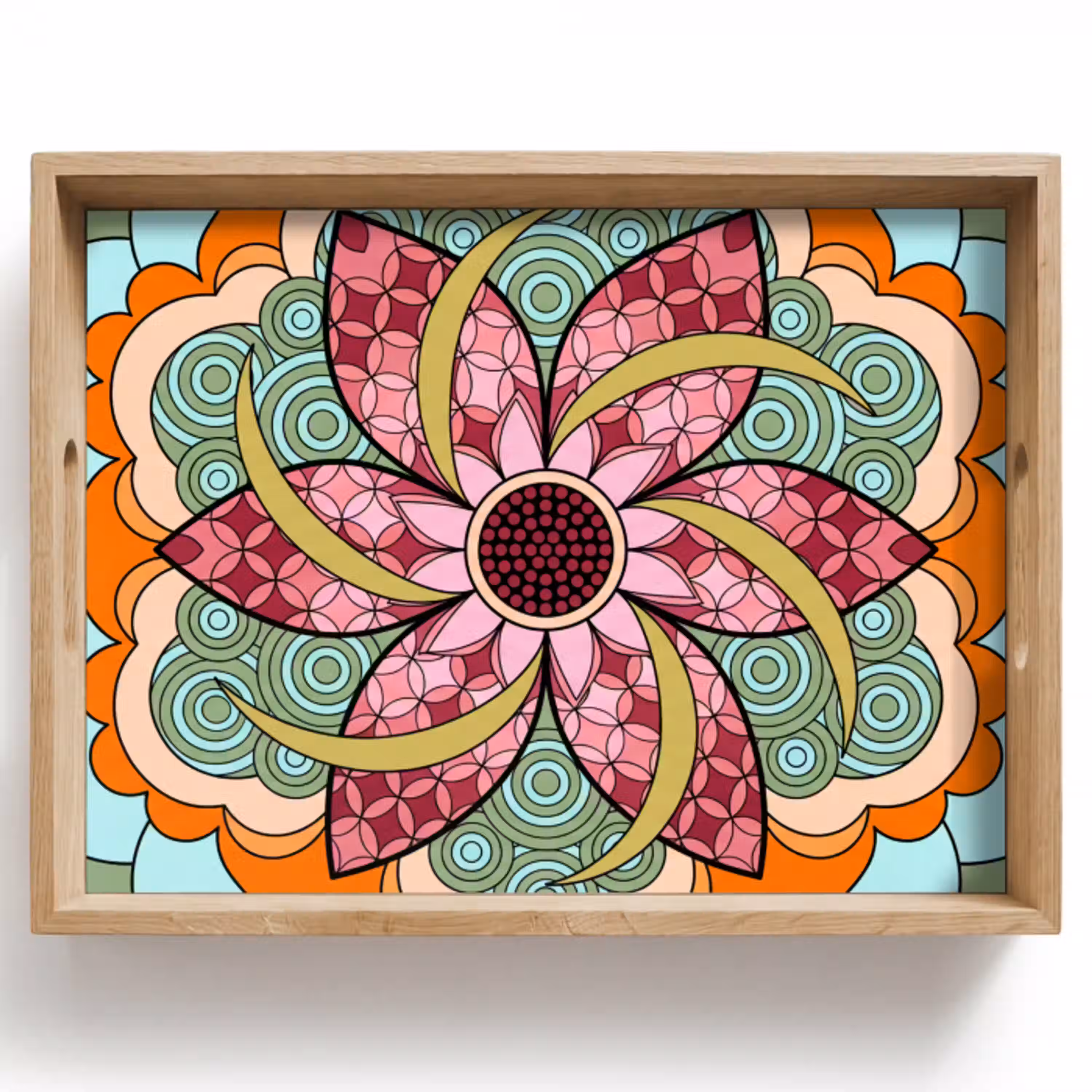 Mandala - Geometrisch - Kunst - Decoratief - Kleurrijk Dienblad Rechthoek middel -z3d_shopping