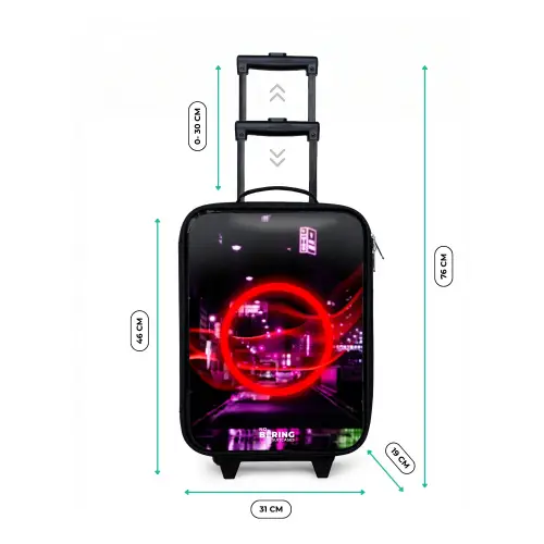 Felrode cirkel boven een neonverlichte stad Kinderkoffer - Zwart klein -productfoto_formaten