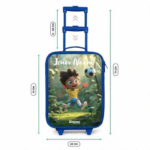 Jongen - Voetbal - Bos - Bomen Kinderkoffer - Blauw klein -productfoto_formaten