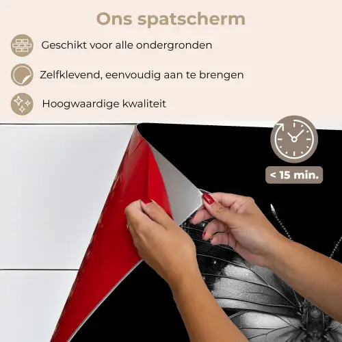 Vlinder - Grijs - Mysterieus keuken achterwand spatscherm klein -spatscherm_NL
