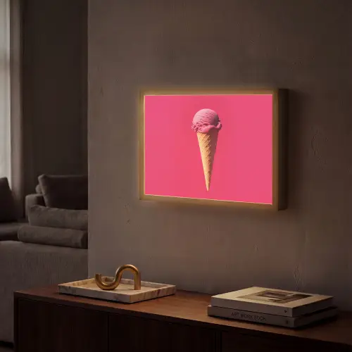 Schepijs - Roze - Hoorntje Light Box met batterij (Wandlamp) middel -sfeer1