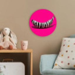 Banaan - Zebraprint - Roze Wandcirkel kunststof plaat 5mm dik klein -tsfeer1_kind