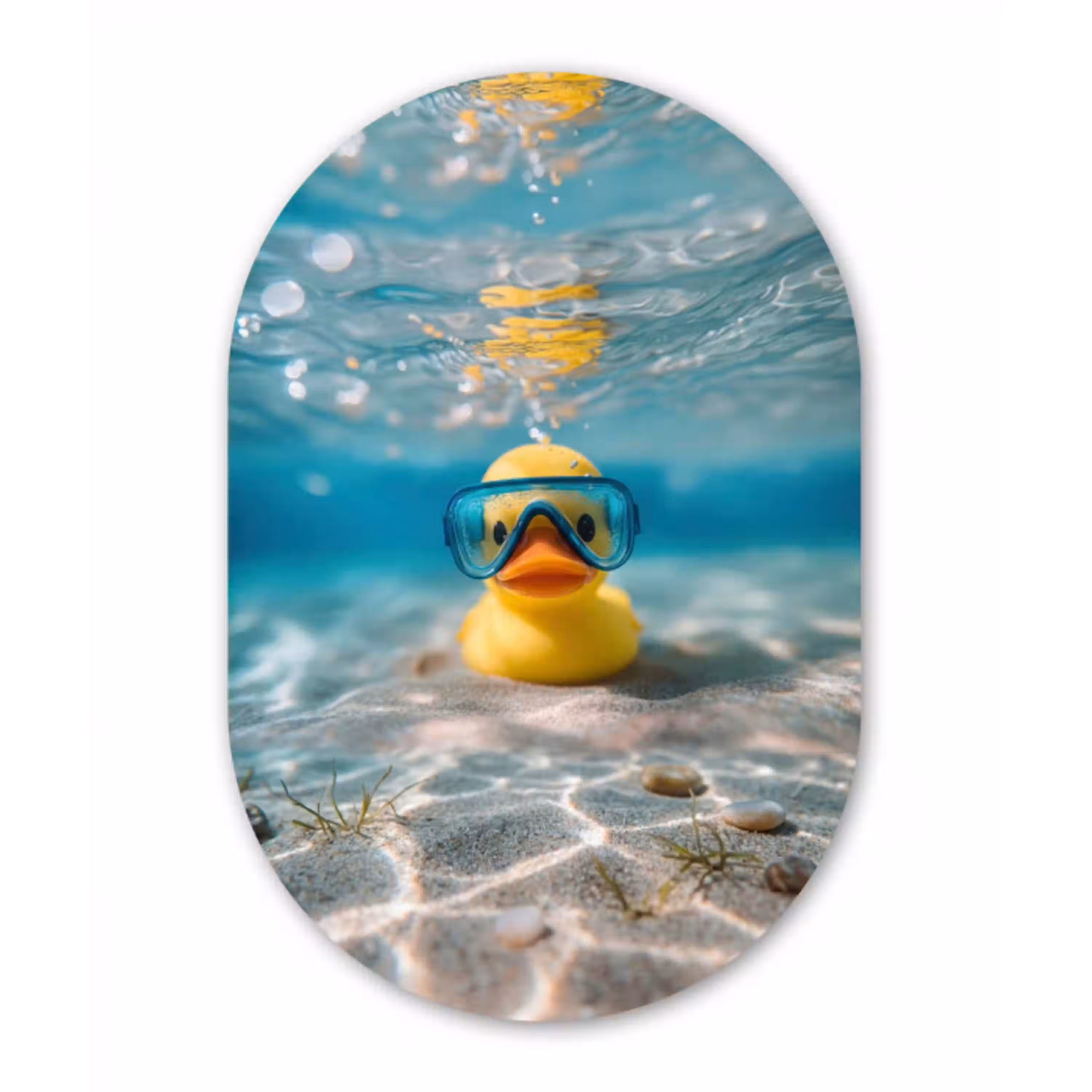 Duikbril - Eend - Water Wandcirkel Ovaal Aluminium middel -3d