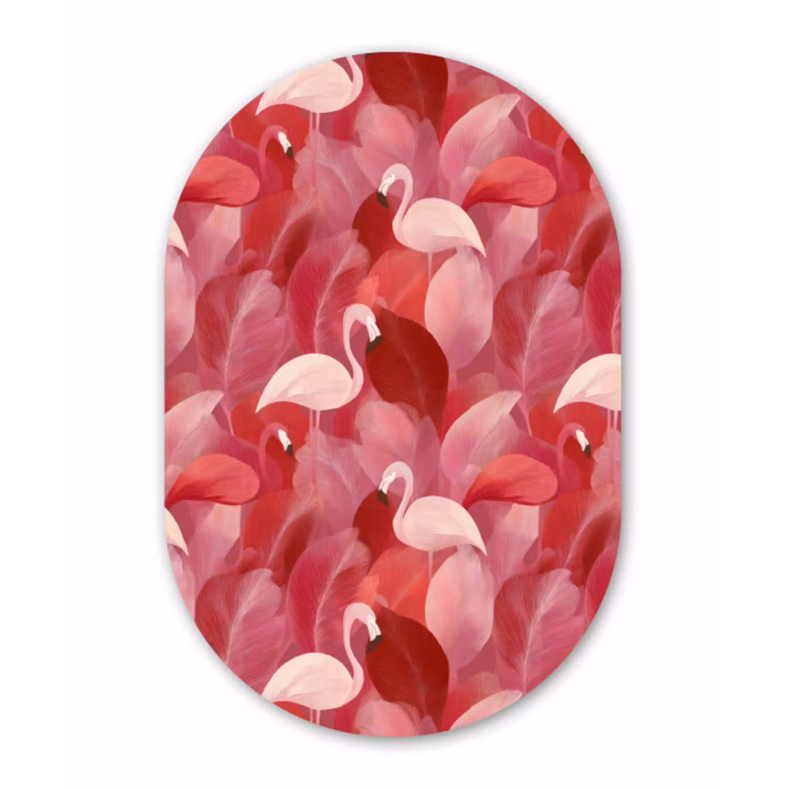 Flamingo - Botanisch - Elegant - Roze - Rood Wandcirkel Ovaal Aluminium middel 839 -3d