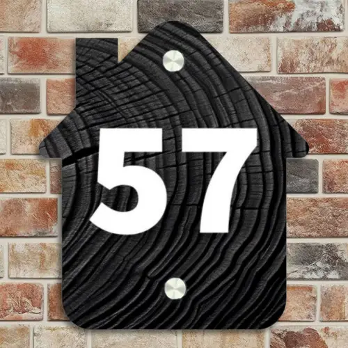 Zwarte houten nerf - Traditioneel Naambord Huisje klein -sfeer6