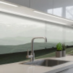 Grijs - Berg - Paarden keuken achterwand 2 middel -3d_schuin