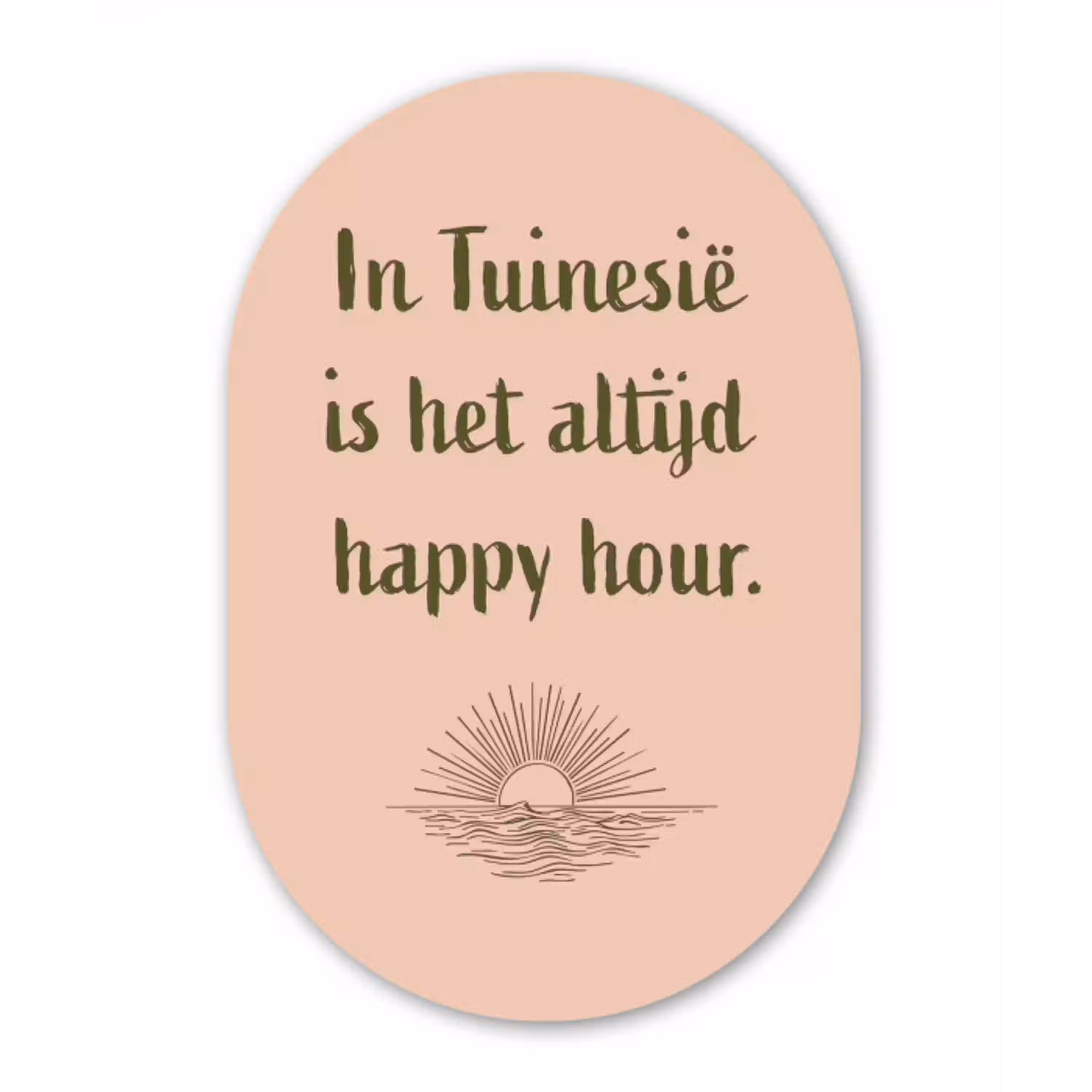 Tuin - Roze - Quote - Zon Wandcirkel Ovaal Glas middel -3d