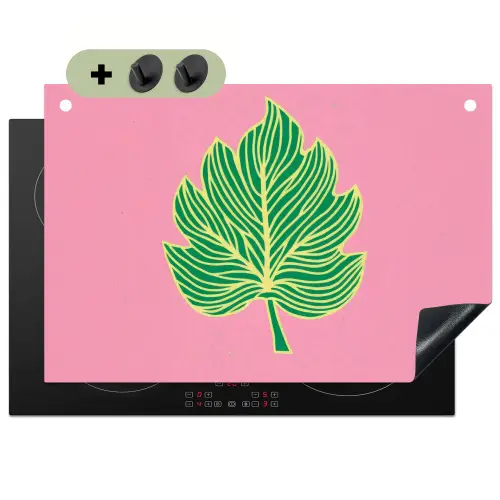 Blad - Groen - Illustratie - Minimalistisch Inductie beschemer met haakjes klein -3d