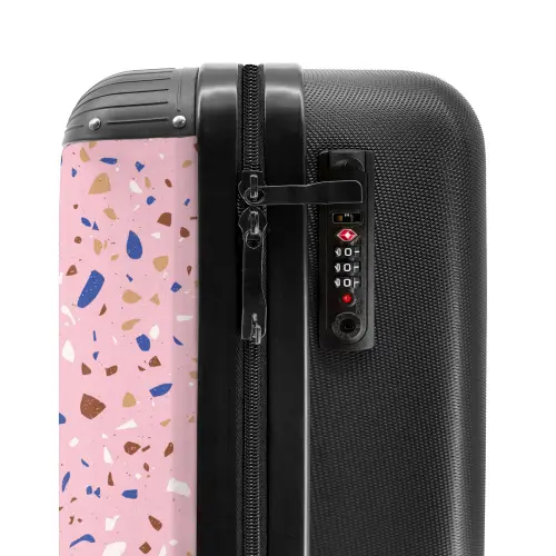 Terrazzo patroon veelkleurig roze en blauw NBS - Handbagage koffer - Kinderen Unisex middel -slot