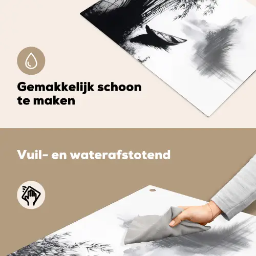 Boot - Rivier - Bamboe - Wit Inductie beschemer met haakjes klein -ky-schoon-nl
