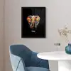 Olifant versierd met kleurrijke spetters fotolijst zwart zonder passe partout klein -sfeer4
