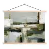 Penseelstreken - Groen - Abstract - Japandi textielposter latten blank klein -3d