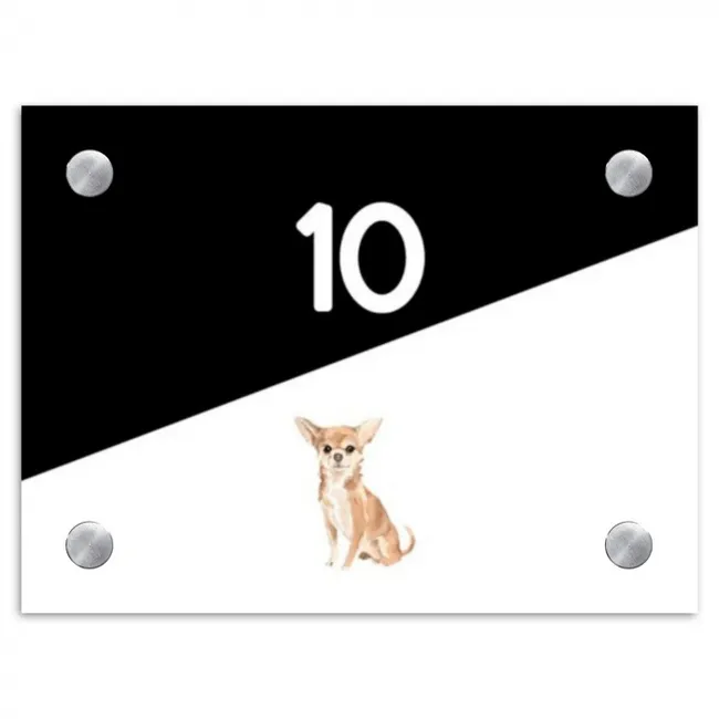 Naambordje voordeur rechthoek - Zwart wit - Huisdier - Chihuahua