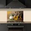 Stilleven - Olijfolie - Knoflook - Kruiden keuken achterwand spatscherm klein -sfeer1