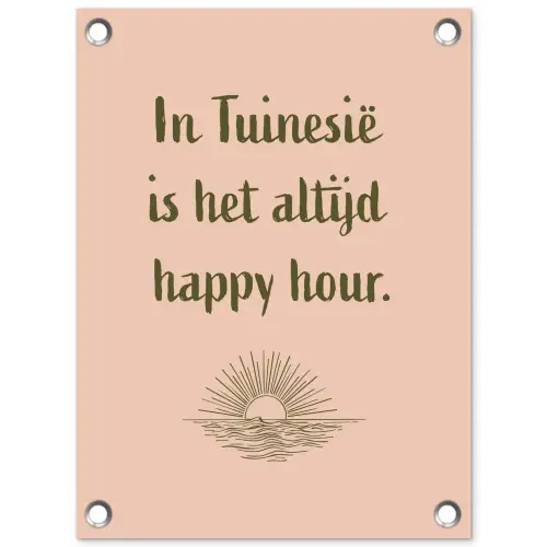Tuin - Roze - Quote - Zon tuinposter los doek klein -3d