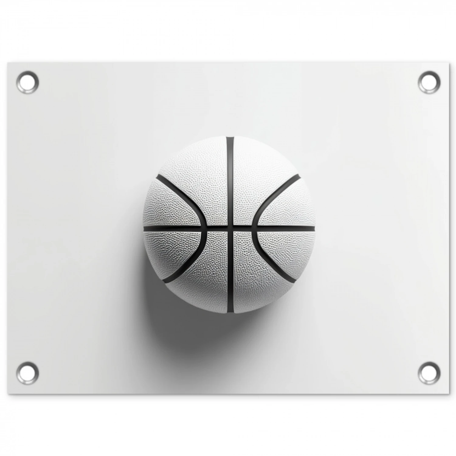 Basketbal - Wit - Schaduw - Lijnen tuinposter los doek klein -3d