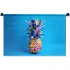 Ananas - Blauw - Tropisch - Vrolijk Wandkleed katoen klein -zz3d