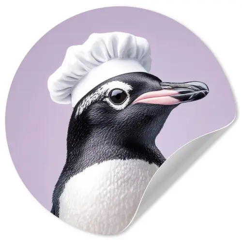 Pinguïn - Koksmuts - Lief - Paars Wandcirkel behangsticker klein -3d