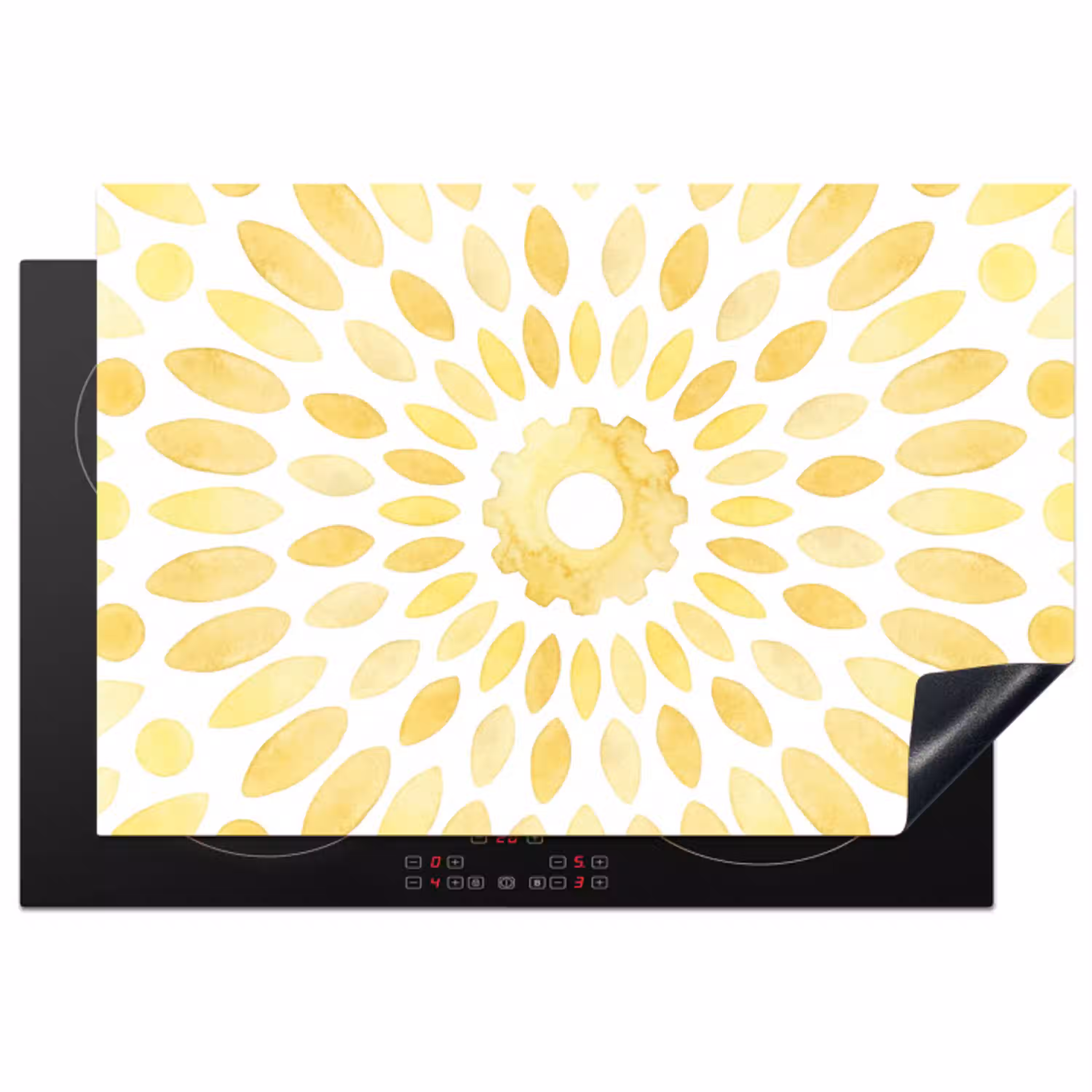 Abstract - Geometrisch - Stralend - Geel Inductie beschermer vinyl 3mm klein -3d