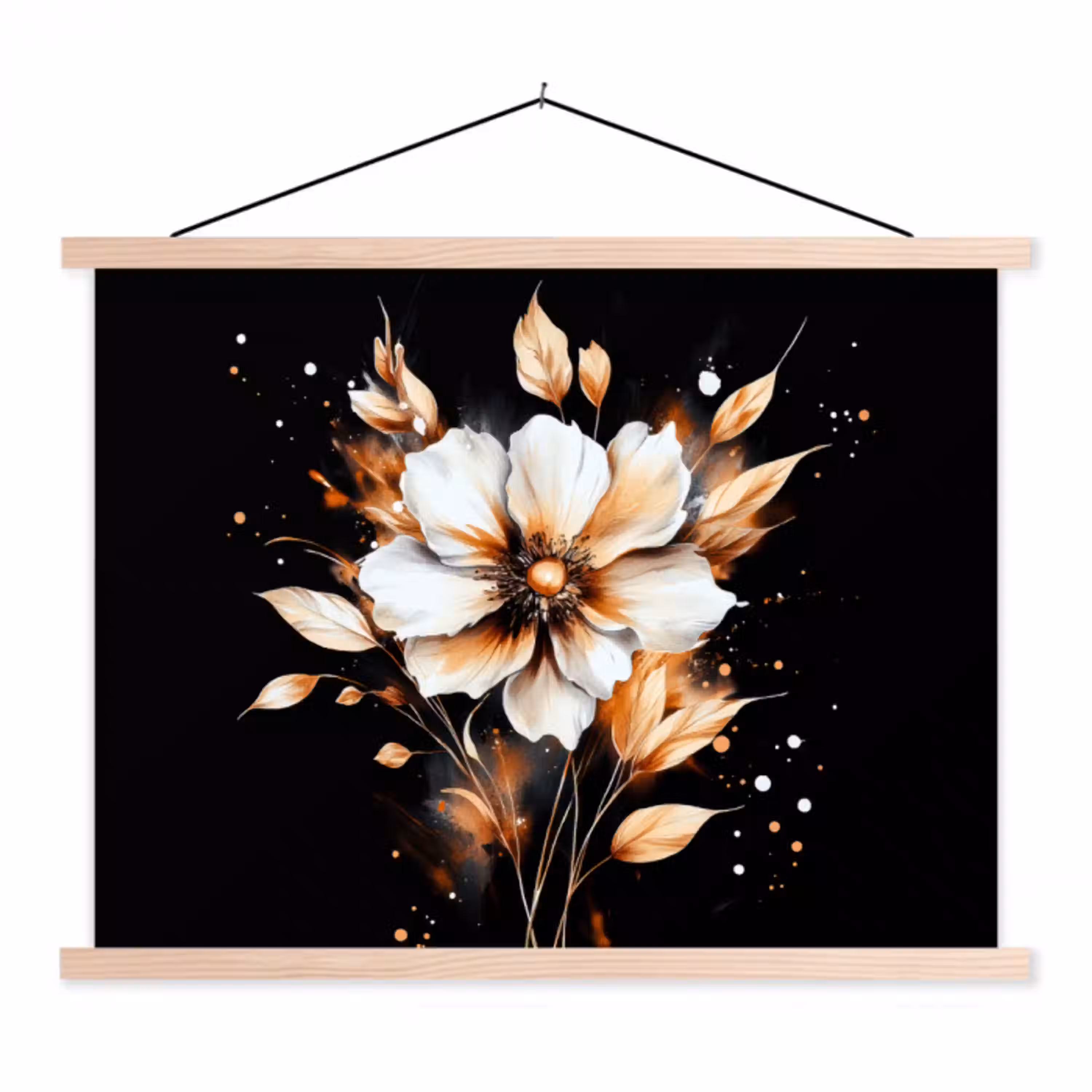 Bloem - Verf - Goud - Graffiti - Modern textielposter latten blank klein -3d