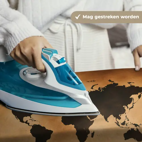Wereldkaart - Bruin - Kaart Wandkleed katoen klein -sfeer9