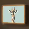 Giraffe - Illustratie - Bruin - Minimalistisch Light Box met batterij (Wandlamp) middel -z3d_website