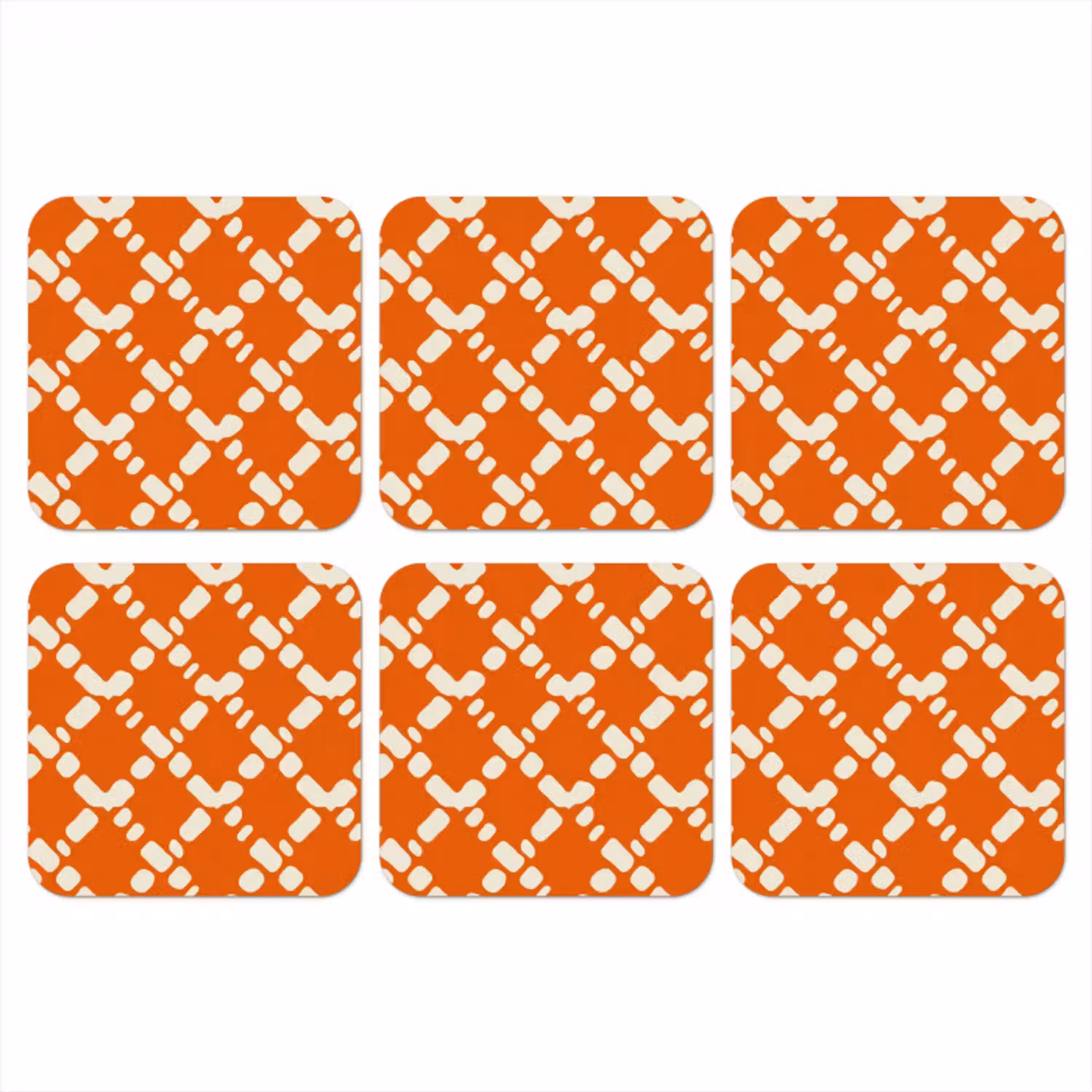 Oranje - Ruitpatroon - Wit onderzetter kurk middel 366 -3d